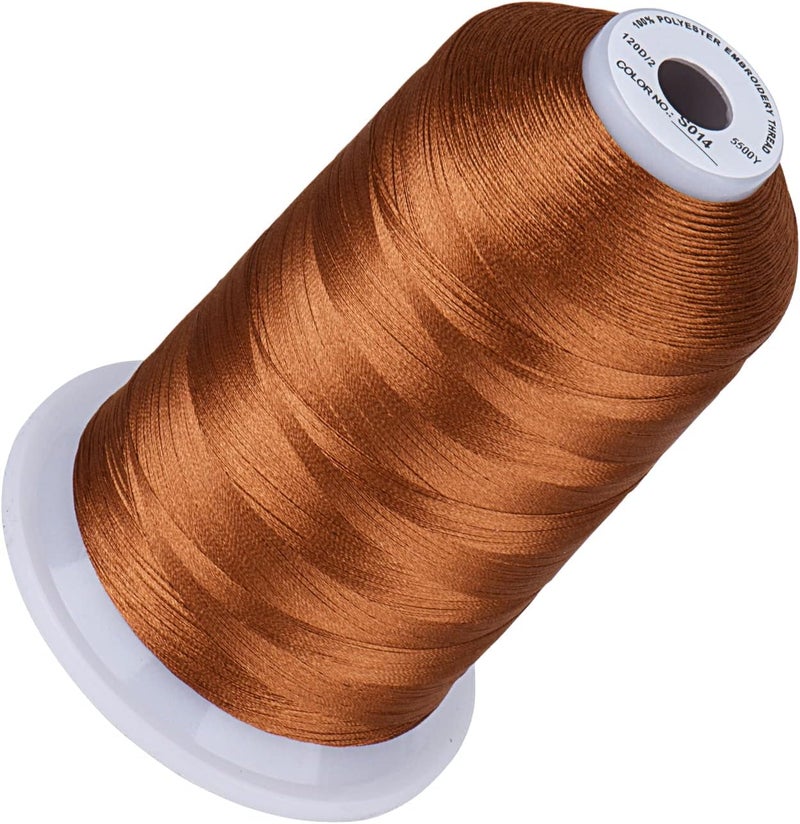 simthread 5500Yds Embroidery Thread, 5000M High-Yardage 40WT 100% Polyester Thread – 170+ Vivid Colors, High-Speed Rated – Compatible with Brother, Singer, Janome & More - Tawny Brown S014 - Image 1
